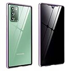 FHZXHY Galaxy S22 privat glasfodral med säkerhetslås klar dubbelsidig 9H härdat glas magnetisk metallram skyddsfodral anti-peep för Samsung Galaxy S22 5g 6,1 tum 2022-lila