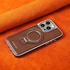 Altartar Magnetiskt mobiltelefonfodral för iPhone 14 fodral med stativ, äkta läderfodral med stativfunktion, mjukt skal, läder, stötsäker affärsstil, skyddsfodral för iPhone 14 Pro Max 6,1 tum, brun