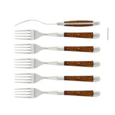 Seks gafler, junglehåndtag i træ, poleret, Tradition - Forge de Laguiole