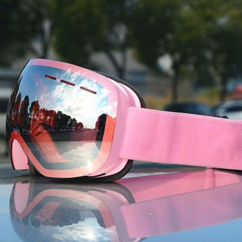 Anti-dim skidglasögon vinter utomhus uv-skydd skidglasögon sport vindtät snowboard snöskoter män kvinnor glasögon mask - Rosa rosa