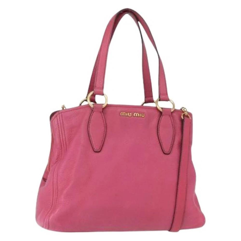 Miu Miu Pre-owned Pre-owned Leather Tote - Vintage - Dame - Lyserød - ONE SIZE - Uld