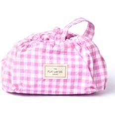 The Flat Lay Co. Parachute Drawstring Flat Lay Makeup Bag - Pink Gingham