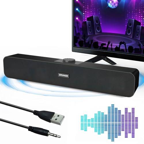 TNSLAND PC högtalare, Hi-Fi stereoljud, soundbar, liten, datorhögtalare med USB-anslutning för bärbar dator, bildskärm, smartphone, surfplatta, spelkonsol, svart