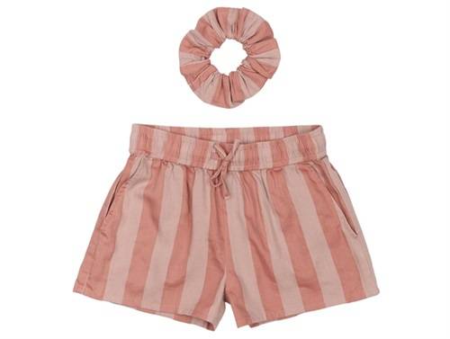 The New Ofelia Shorts Og Scrunchie Old Rose Med Striber - Str. 7-8y 122/128cm