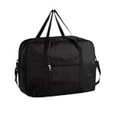 2-pack kabinväska 45 x 36 x 20 ny, vikbar lätt resväska bagage liten kabinväska under sätet (leopardtryck), Svart