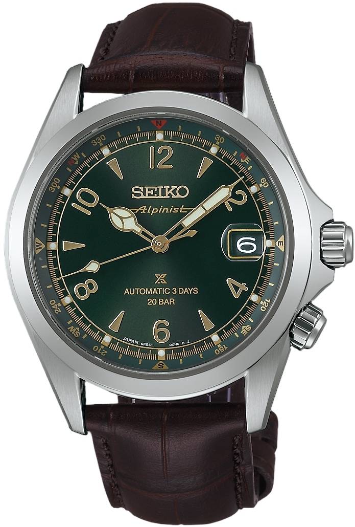 Seiko Herrklocka SPB507J1 Prospex Alpinist Grön/Läder Ø39.5 mm