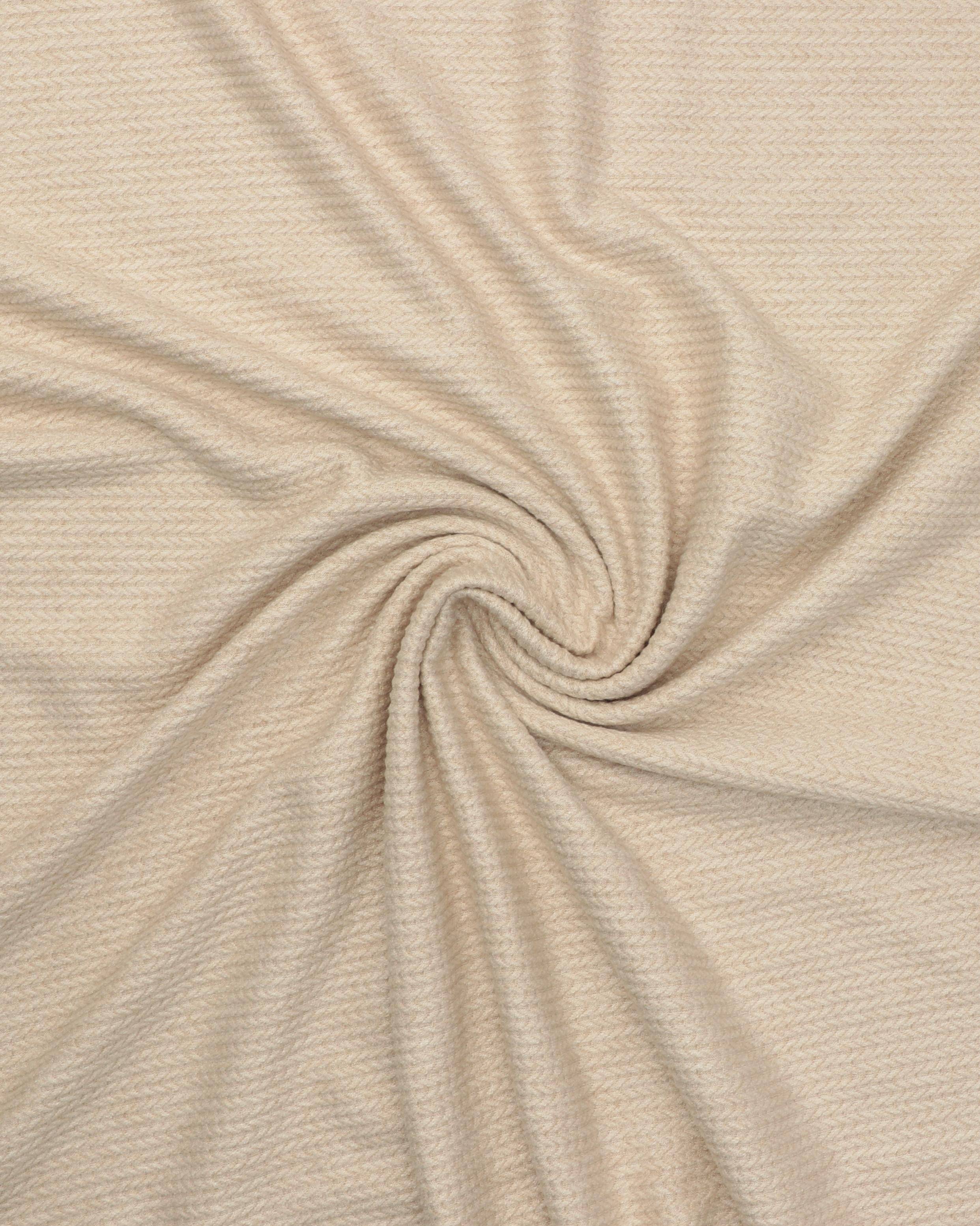Elfenbensfarvet - Jersey m. kabelstrikmønster - 30% Polyester, 45% Viskose, 25% Akryl