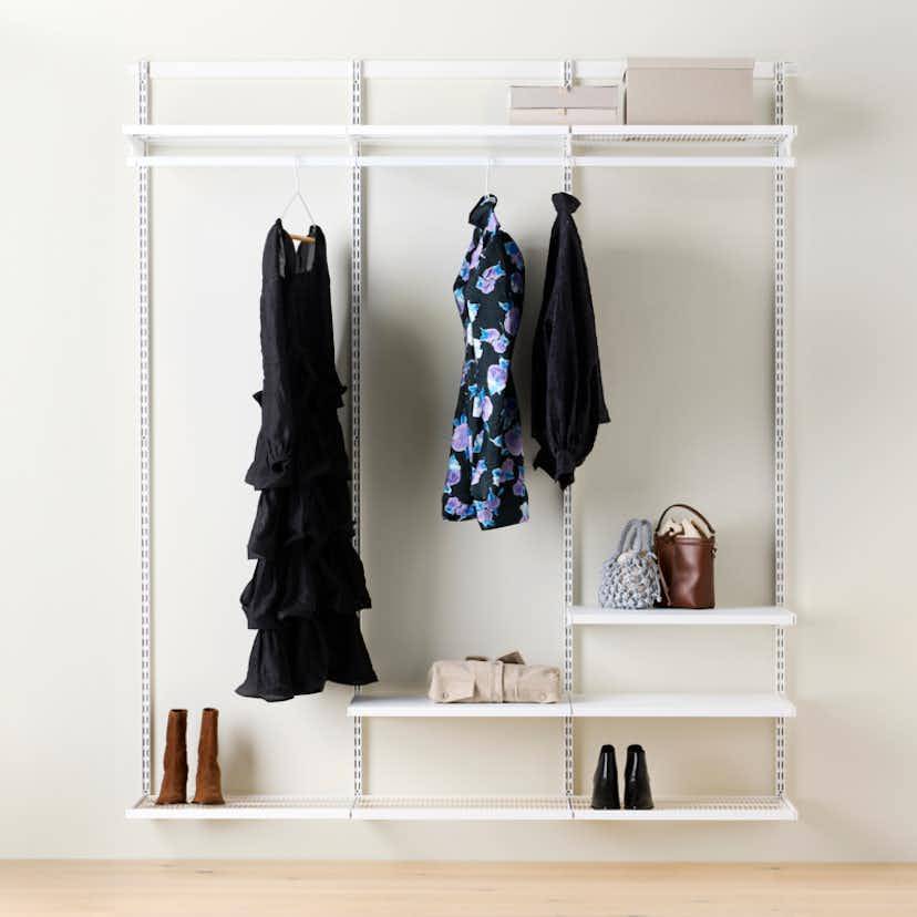Garderobslösning Elfa Decor+ Enkel med Hyllor B: 1855 mm med Täcklist