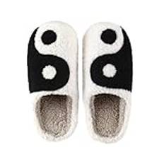 Tofflor dam vinter, unisex memory foam-tofflor platta bekväma fluffiga tofflor för kvinnor tofflor för inomhus utomhus med pälsfoder tofflor vinter tjocka mysiga, svart, 38 EU