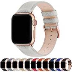 Fullmosa Kompatibelt Apple Watch-armband 38mm, 40mm, 41mm, ersättningsarmband i läder, Apple Watch-ersättningsarmband för iWatch Series SE/7/6/5/4/3/2/1, spänne i elfenbensvitt + roséguld