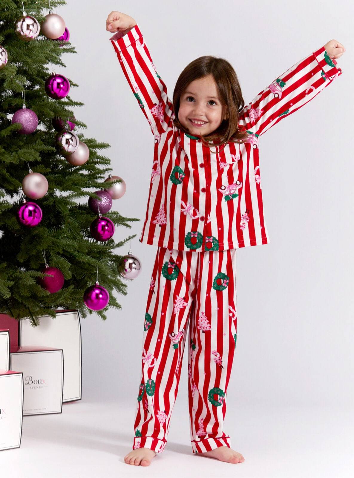 Boux Avenue Kids' striped Christmas pyjamas in a bag - Red Mix - 11-12