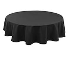 Hiasan svart vattenavvisande bordsduk av polyester, rund 180 cm, skrynkelfri bordsduk, lämplig för kök, restaurang, bröllop