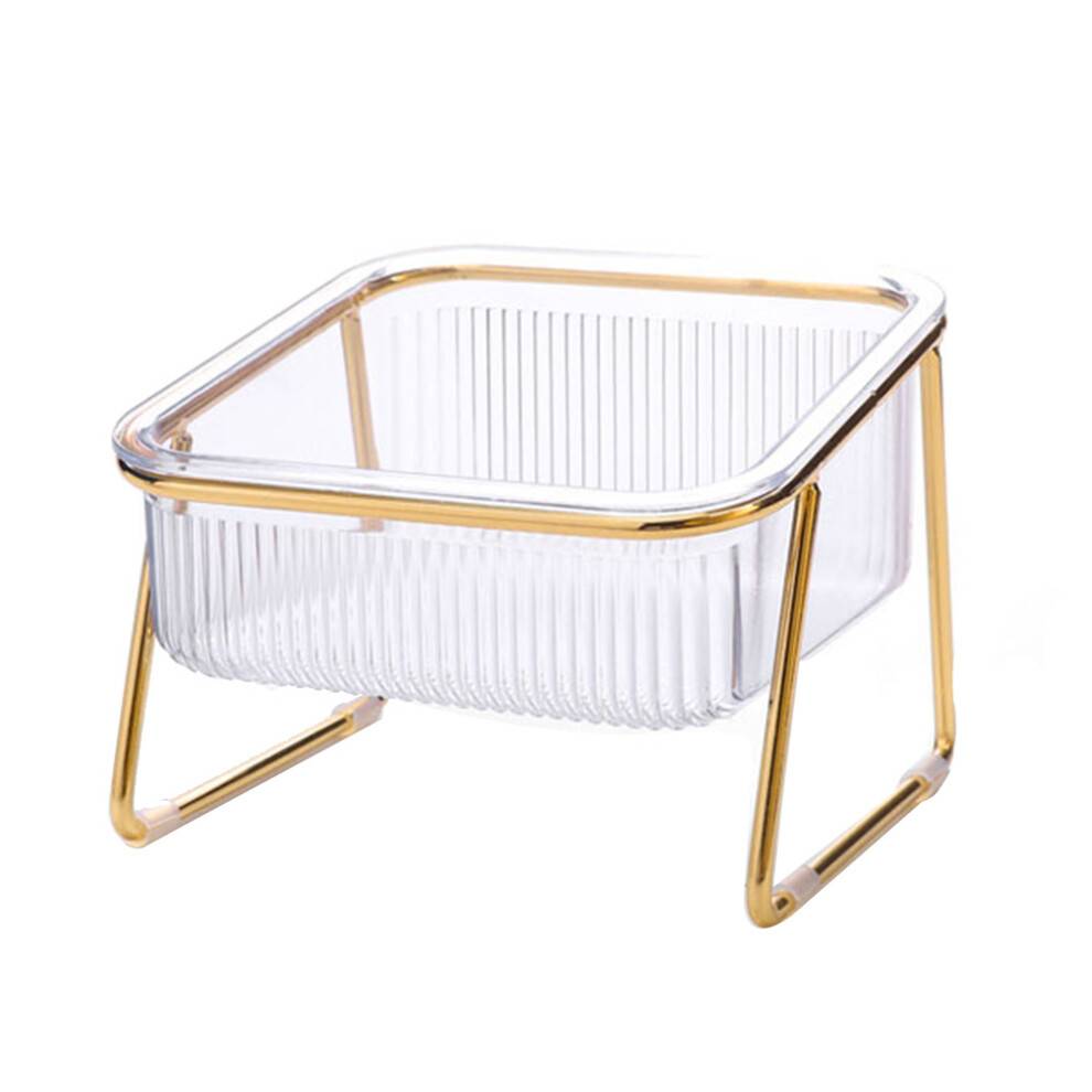 Cat Bowl Transparent High-Footed Cat Bowl Oblique Mouth to Protect the Cervical Spine Drinking Water Cat Food Bowl B