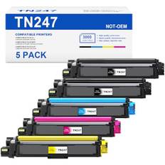 TN243 toner kompatibel med Brother TN-243CMYK toner för Brother MFC L3750CDW L3770CDW MFC-L3750CDW TN 243CMYK TN-247 toner DCP-L3550CDW HL-L3210CW HL-L3230CDW MFC-L3710CW, 5-pack