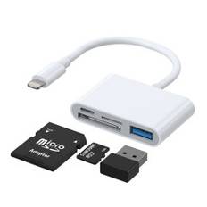 HUB kortläsare adapter för iPhone OTG Lightning - USB SD TF kortläsare vit
