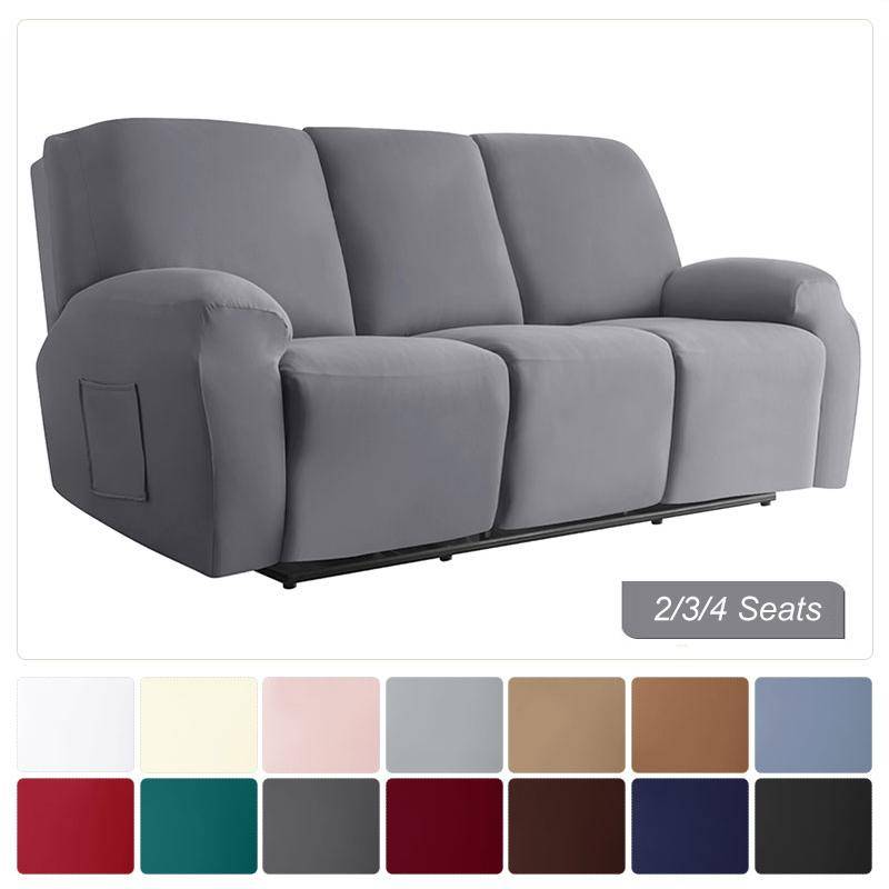 Solid färg Polyester Liggstol Stolöverdrag med ficka Vardagsrum Relax Fåtölj Slipcover Liggstol Sofföverdrag