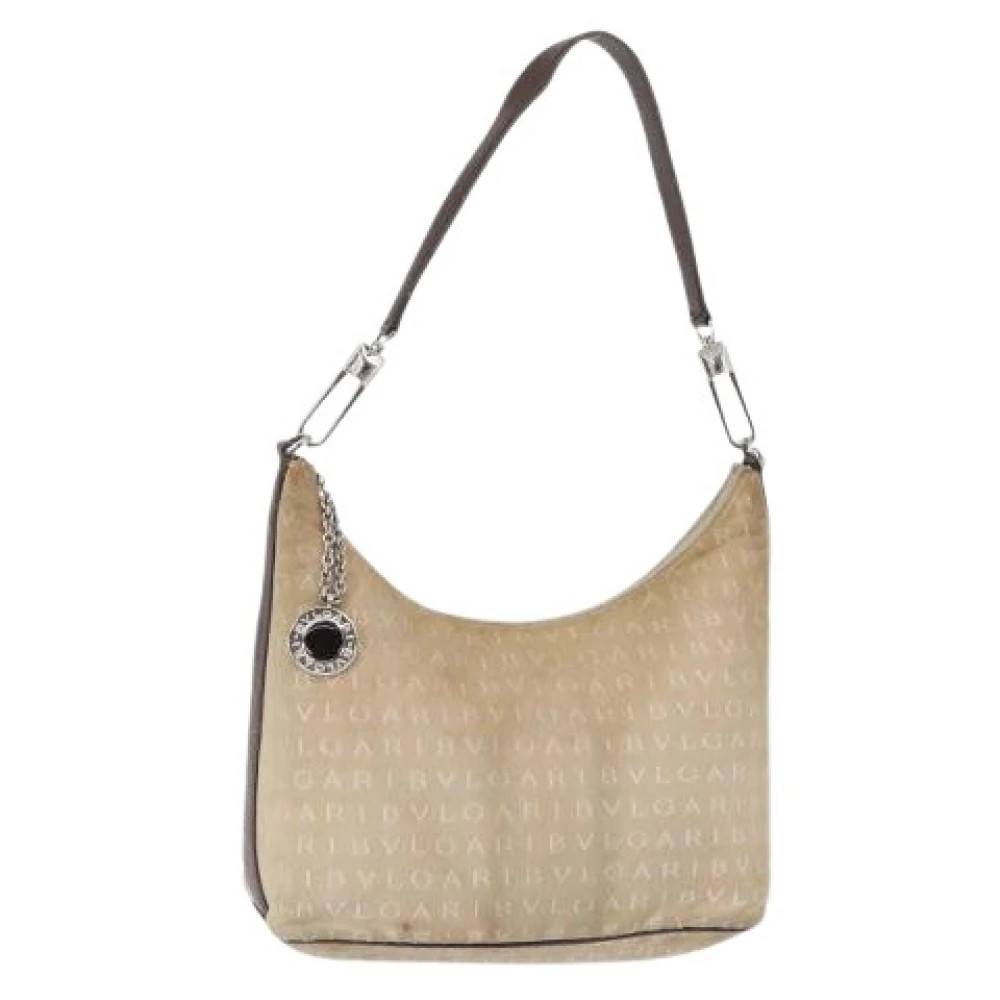 Bvlgari Vintage Pre-owned Canvas Skuldertaske - Vintage - Dame - Beige - ONE SIZE - Uld