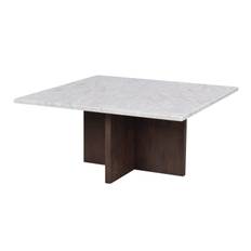 Rowico Home Brooksville soffbord vit marmor/brun ek 90 x 90 cm