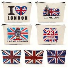 Back To School Printed Cosmetic Bag, Zipper Portable Travel Storage Pouch, UK Flag Patriotic Clutch Bag, Multi-Functional Makeup Bag, Personalized Toi - Multicolor - Multi-size