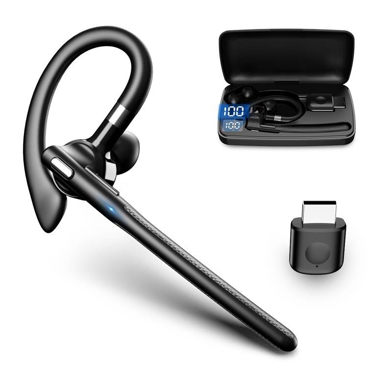 Trådløst Headset YYK-526 Noise Cancelling m/ opladerbox - Til bil / kontor - Sort