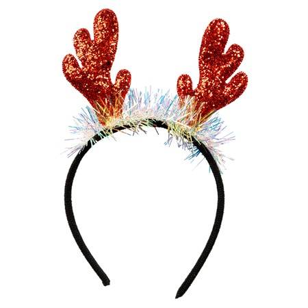Diadem - Röda renhorn med glitter