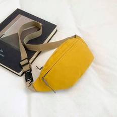 Retro Ins Japanese Style Solid Color Chest Bag, Versatile Women Sling Bag, Simplistic Large Capacity Waist Pack - Yellow