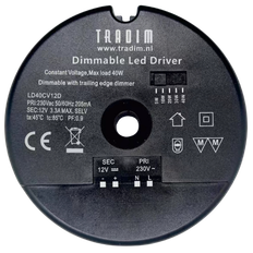 Rund elektronisk LED driver 12V 0-50W 1 udgang TRADIM