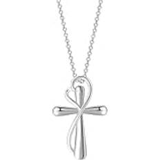 Tjejtillbehör 925 Sterling Silver Eternal Infinite Love Heart Cross Halsband För Kvinnor Flickor, Pläterad Shiny Zircon Crystal Religious Cross Necklace - Faith Heart And Cross Halsband, Religiösa