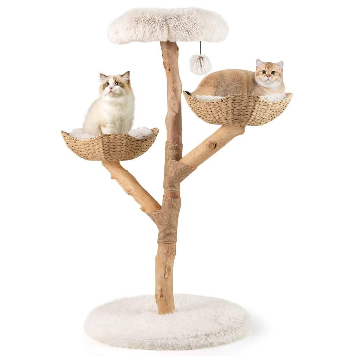 Klösträd med plattform av äkta trä och blommor – 122 cm