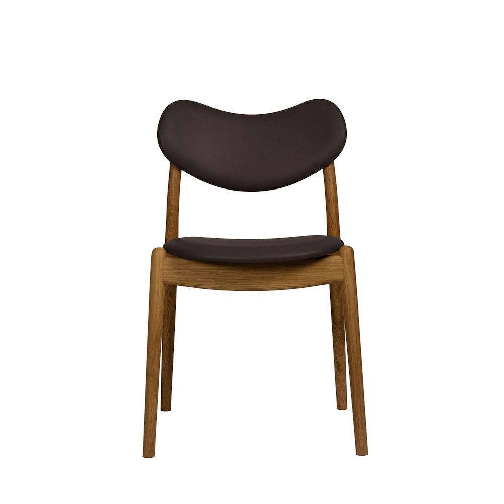 Ro Collection Hybrid Chair Upholstered Seat and Back Standard Leather Dark Brown Oiled Oak