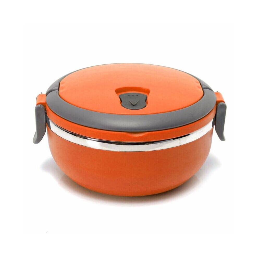 (Orange)Hot Food Flask Stainless Steel Lunch Box Thermos Vacuum Trave Insulated