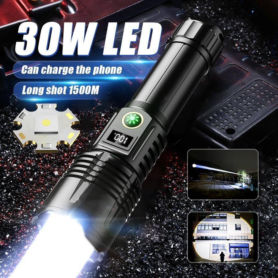 1000000 High Lumens Super Power Ficklampa Uppladdningsbar Bärbar Ficklampa Vattentät ljus Camping Fiske Lykta