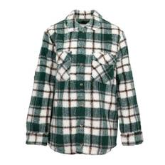 VOLCOM Women's Lightweight Lumberjack Plaid Fleece Overshirt XS mörkgrön färg