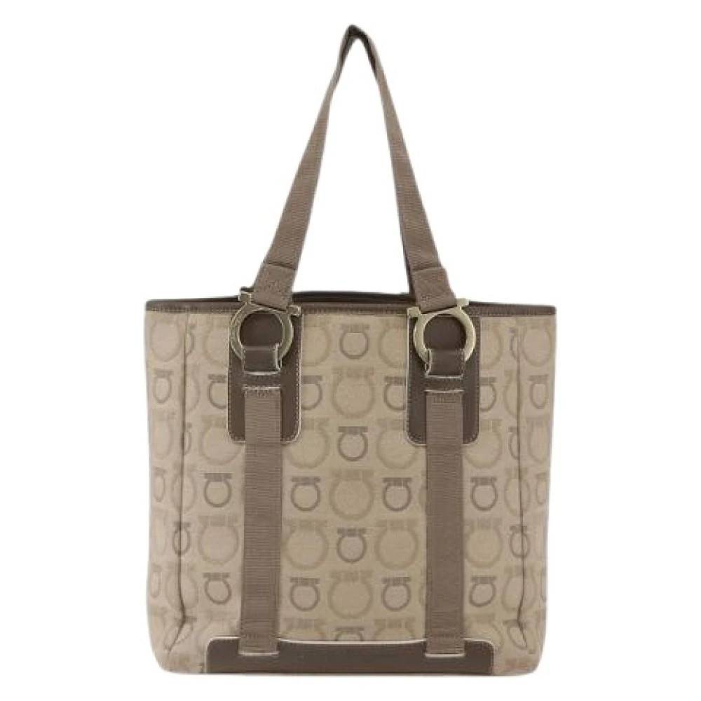 Salvatore Ferragamo Pre-owned Pre-owned Canvas Skuldertaske - Vintage - Dame - Beige - ONE SIZE - Uld