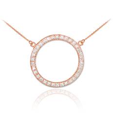 Diamond Eternity Circle of Life Pendant Necklace in 9ct Rose Gold - rose gold