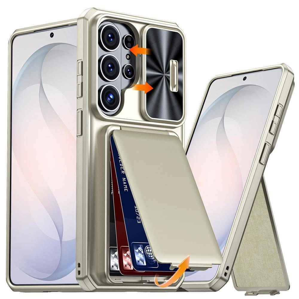 Kameraskydd med skjutlock Fack för kort Hållare Fodral för Samsung S26 Ultra Stötsäkert Pansar Enfärgat Skyddande Omslag