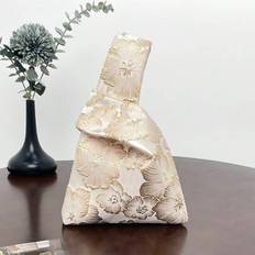 Mini handväska för damer Knot Bag 1 st Blommönster Handväska för kvinnor Polyestermaterial, mycket lämplig för tonåringar, damer, flickor, studenter, - Guld
