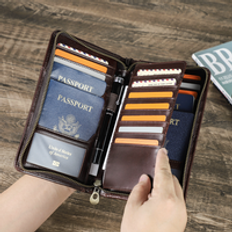 Contact'S Custom Rfid Oil Nubuck Leather Family Travel Wallet Passport Holder Organizer Ticket Document Passport Wallet Holder