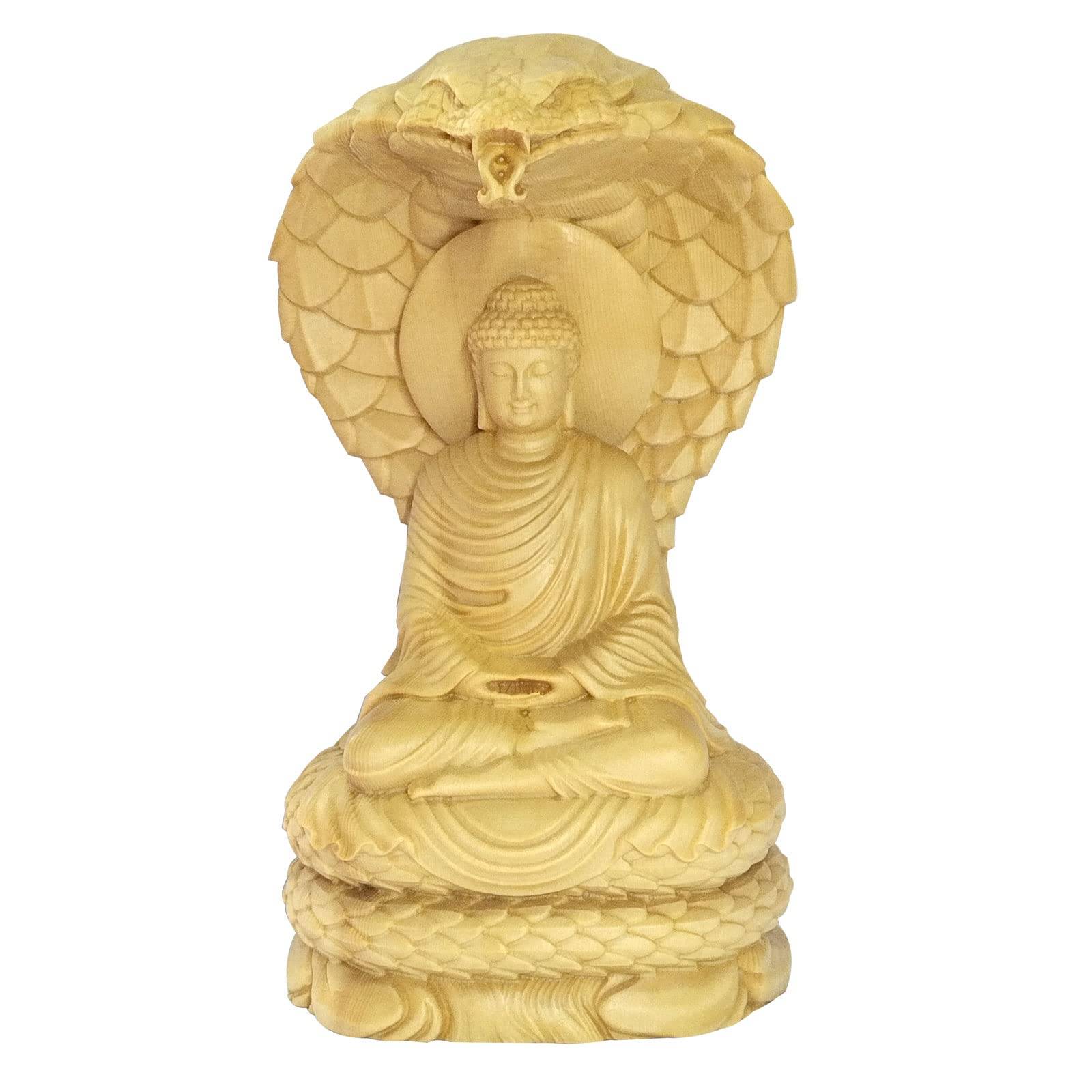Wooden Buddha statue Shaka Nyorai 16cm Buddhist art Buddha sculpture Buddha statue wood carving made from cypress wood - Soto, Rinzai, Tendai