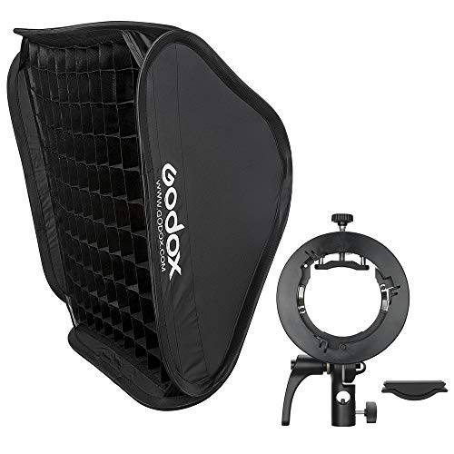 Godox 60 x 60 cm softbox kit med S2 S-Mount Bowens flashhållare med rutnät, SGGV6060 lämplig för Studio Godox V1, AD200PRO, V860II, TT685, TT350, AD400PRO, V1PRO, V100