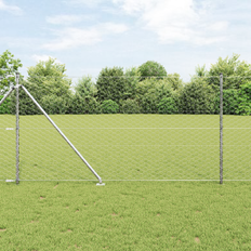 Hexagon hegning 1x50 m galvaniseret stål, vidaxl hegns pæle med spyd 13 stk ø32 mm 120 cm galvaniseret stål