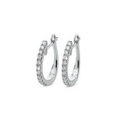 Müllers Collection creoler, smal/lille, i 14kt hvidguld med diamanter