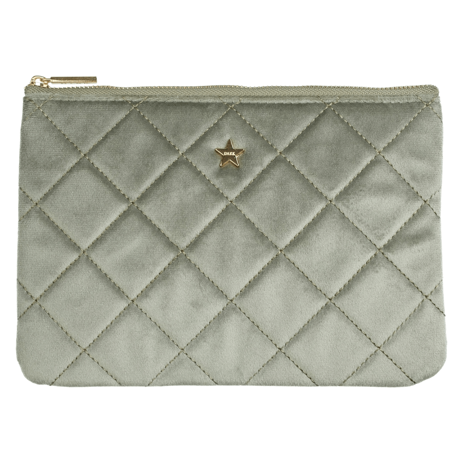DARK Velvet Quilted Small Pouch Milieu Green