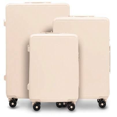 3-delat högkvalitativt resebagageset, storlekar 20", 24", 28", med TSA-lås, ABS+digitalt lås, 360° spinnerhjul och hårt skal, gratis handbagage - Elfenben (20 inch,24 inch,28 inch,Ställ in 20"/24"/28")