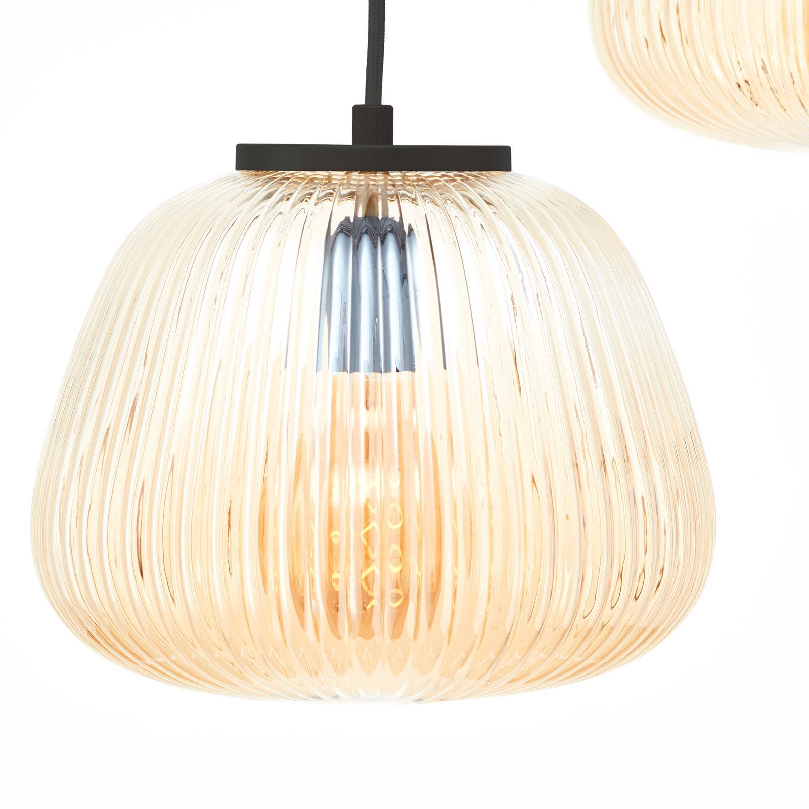 Brilliant Glas pendellampa Kaizen, dimbar, Creme / bärnsten, Vardagsrum / matsal, Metall, Pendellampa