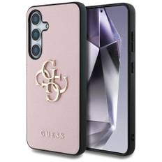 Guess Grained Big 4G Logo Small Classic Logo case til Samsung Galaxy S25 pink