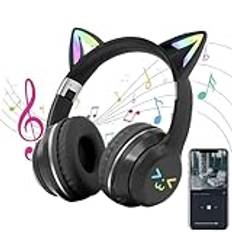 Cat Ear Headset, Wireless Cat Ear Headphones, Child Over-Ear Headset, Folding Music Headphones, Gradient Color Headset, LED Light Headphones, Kids Wireless Headphones, Cat Ear Music Headset