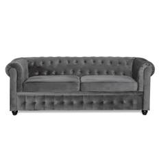 Chesterfield Deluxe bäddsoffa - Mörkgrå Sammet Bäddsoffa Grå