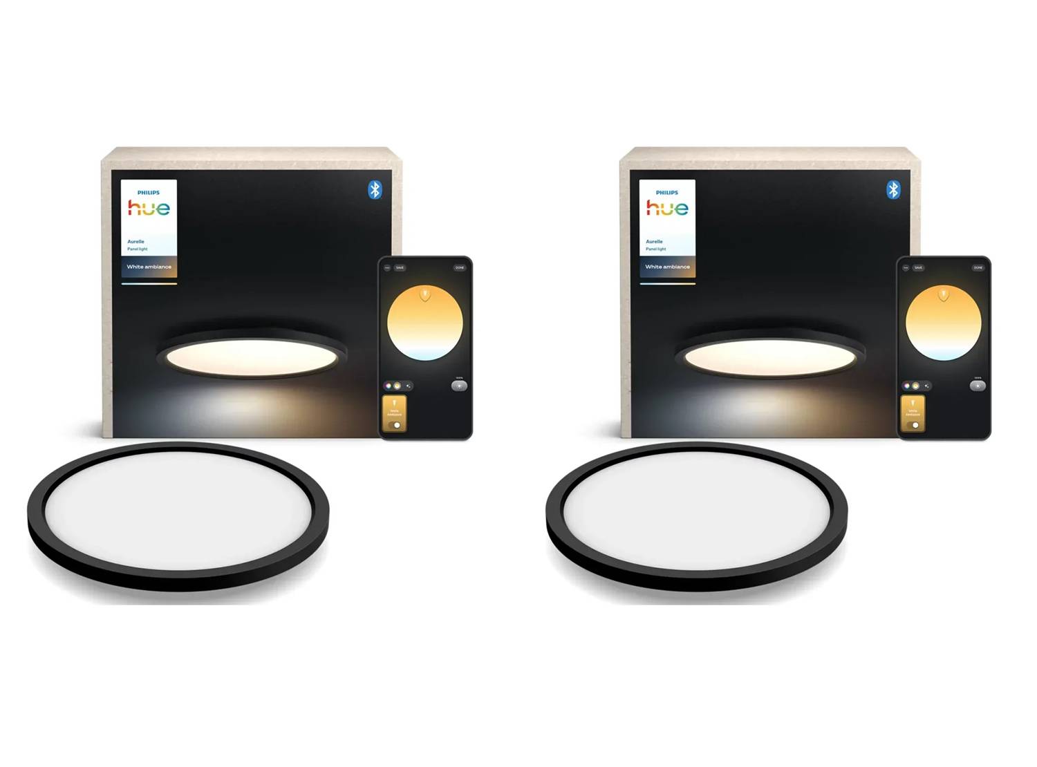 Philips Hue Aurelle Fyrkantigt Takpanel L Svart – 2-pack White Ambiance