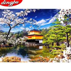 5D diamantmålning landskap hel rund diamantbroderi Sakura mosaik japansk körsbär 20X30CM